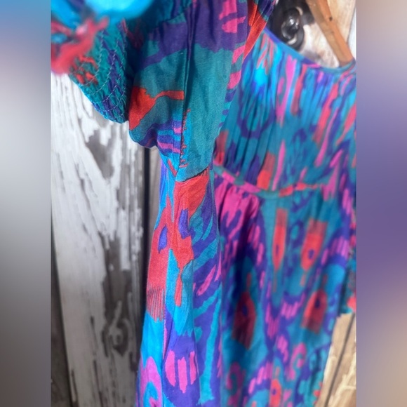 La Plage Celerie Dress Isle Ikat Turquoise Multi Size Medium - Picture 11 of 13
